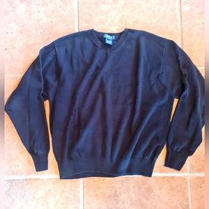 Faconnable Black V Neck Men's Sweater 100% Pima Cotton Size L